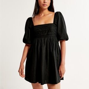 Abercrombie Emerson Dress Poplin blend puff sleeves scrunch back new NWT